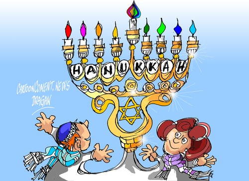 Cartoon: Madrid-Januca-Hanukkah (medium) by Dragan tagged cartoon,januquia,hanukkah,januca,madrid