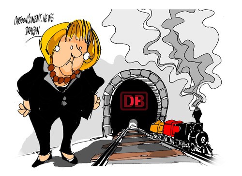 Cartoon: Merkel-DB (medium) by Dragan tagged merkel,angela,db,alemania,huelga,ferrocarriles,cartoon