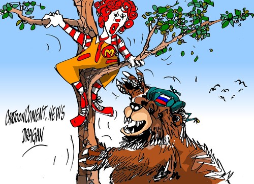 Cartoon: Rusia-McDonald s (medium) by Dragan tagged rusia,mcdonald,estados,unidos,eeuu,politics,cartoon