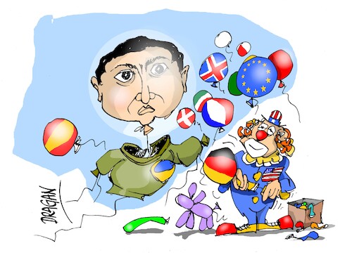 Cartoon: Volodimir Zelenski-cabeza (medium) by Dragan tagged volodimir,zelenski,ukrania