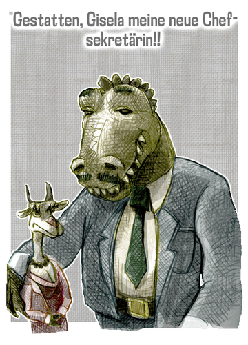 Cartoon: Chefsekretärin (medium) by jenapaul tagged krokodil,humor,büro,arbeit,sekretärin