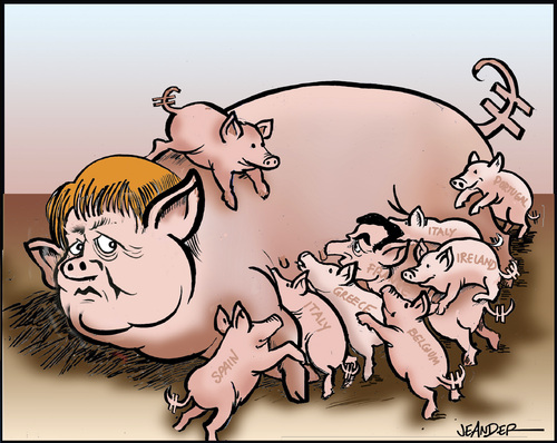 Cartoon: The Euro Zone (medium) by jeander tagged euro,merkel,germany,eurocrisis,merkel,euro,eurokrise