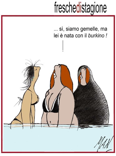 Cartoon: bagnanti (medium) by Enzo Maneglia Man tagged man,maneglia,fighillearte,burkino,estate2016,bagnanti,cassonettare