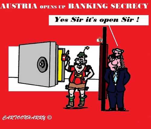 Cartoon: Banking Secrecy Austria (medium) by cartoonharry tagged toonpool,dutch,cartoonharry,cartoonists,cartoons,open,austria,secrecy,banking
