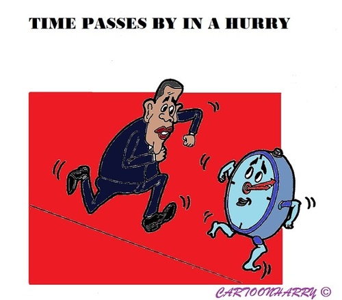 Cartoon: Hurry Up Barack (medium) by cartoonharry tagged cartoonharry,obama,time,hurry,run,obamacare,usa