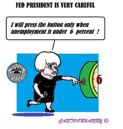 Cartoon: Janet Yellen (medium) by cartoonharry tagged yellen,fed,sixpercent