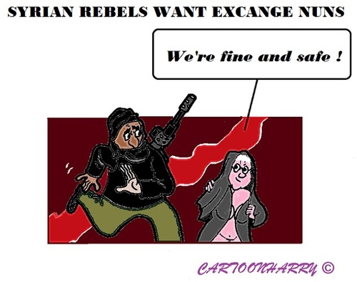 Cartoon: Kidnapped Nuns (medium) by cartoonharry tagged nuns,rebels,syria,kidnap