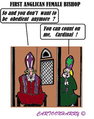 Cartoon: Obediency (medium) by cartoonharry tagged england,anglican,church,bishop,female,confession