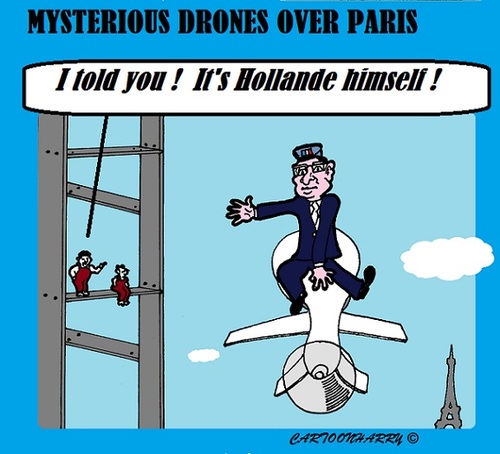 Cartoon: Paris Drones (medium) by cartoonharry tagged france,paris,drones,hollande