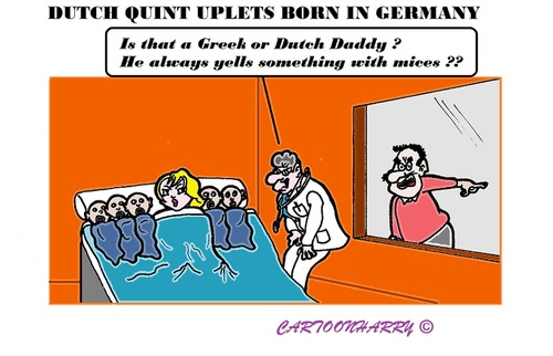 Cartoon: Quintuplets (medium) by cartoonharry tagged quintuplets,holland,germany,greece