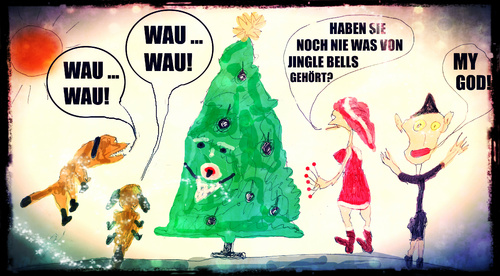 Cartoon: Jingle Bells (medium) by Vanessa tagged weihnachten,christmas,dogs,hunde,baum,fest
