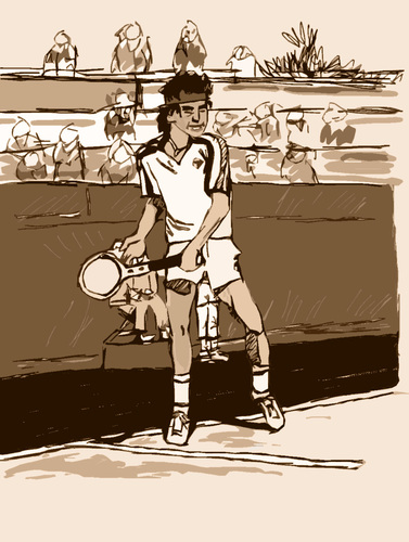 Cartoon: John McEnroe (medium) by Pascal Kirchmair tagged john,big,mac,mcenroe,champion,usa,tennis,wimbledon,roland,garros,us,australian,open,star