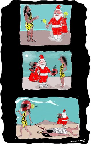 Cartoon: Christmas Hangover (medium) by kar2nist tagged christmas,santa,caveman