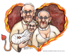 Cartoon: The pope family (small) by Niessen tagged papa,papessa,diavolo,amore,cuore,fuoco,bambino,pope,popess,devil,love,heart,fire,child,papst,päpstin,teufel,liebe,herz,feuer,kind