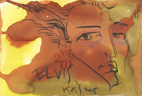 Cartoon: Elvis Presley (medium) by Kestutis tagged dada,postcard,liner,music,portrait,song,elvis,presley,kestutis,lithuania,art,kunst