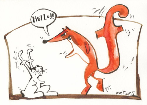 Cartoon: facebook (medium) by Kestutis tagged facebook,internet,fox,hare,computer,kestutis,lithuania,nature,communication,www