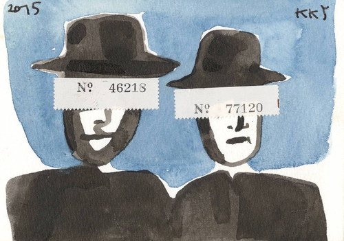 Cartoon: Spies (medium) by Kestutis tagged spy,postcard,dada,kestutis,lithuania,art,kunst
