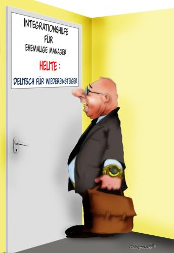 Cartoon: Folgen der Wirtschaftskrise (medium) by KryCha tagged manager,deutschkurs,weltwirtschaftskrise