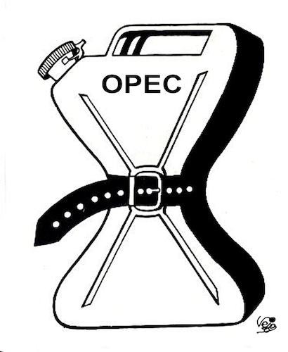 Cartoon: OPEC - OILPRODUCTION REDUCED (medium) by Vejo tagged opec,oilproduction,reduced,money,moneywins,saudiarabia,petrol,petrolcost