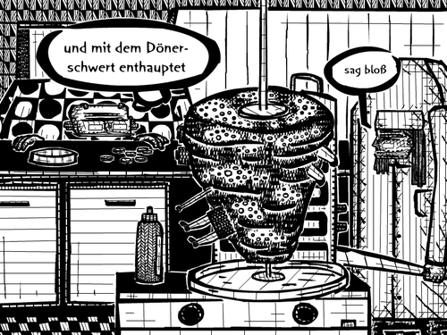 Cartoon: same (medium) by bob schroeder tagged is,isis,doener,schwert,islam,muslim,essen,auslaender,fleisch