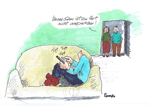 Cartoon: Smartphone (medium) by Skowronek tagged eltern,kinder,handy,internet
