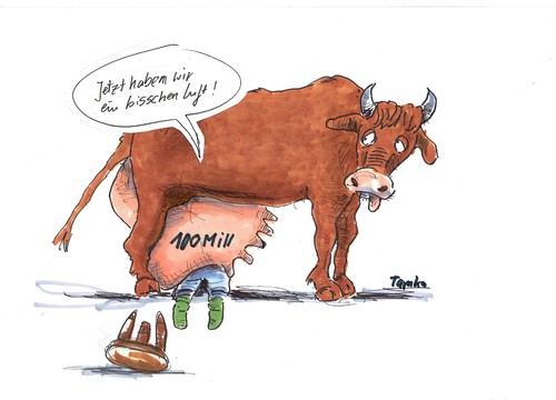 Cartoon: Turbokuh (medium) by Skowronek tagged milchsee,eu,bauern,milch,kuh