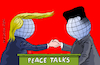 Cartoon: Trump in a meeting of worlds. (small) by Cartoonarcadio tagged trump,kim,asia,america,north,korea,usa