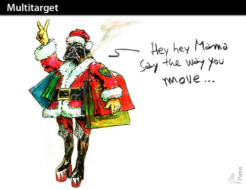Cartoon: Multitarget (medium) by PETRE tagged christmas,santaclaus