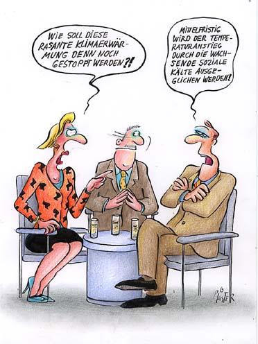 Cartoon: Klimaausgleich (medium) by Petra Kaster tagged lastenausgleich,wohlstand,verarmung,gefälle,soziales,sozialpolitik,umweltpolitik,politiker,talkshow,iv,hartz,klimawandel