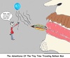 Cartoon: Tiny Time Traveler (small) by hovermansion tagged balloon,burger,joint,mustache,tiny,guy,food,junkie
