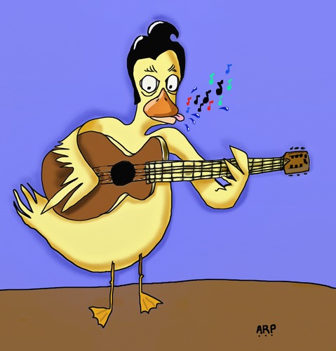 Cartoon: Duck Singing (medium) by tonyp tagged arp,green,duck,animal,bird,tavern,arptoons