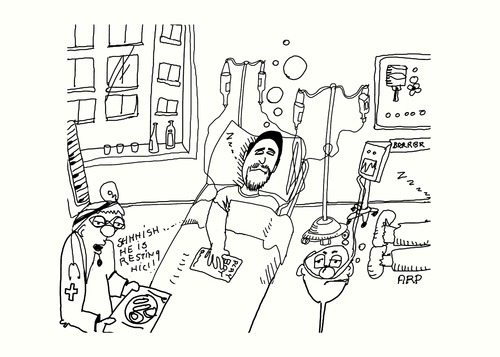 Cartoon: getting better (medium) by tonyp tagged arp,hospital,better,drinks,arptoons
