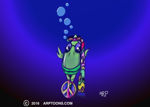 Cartoon: Hippiefish (medium) by tonyp tagged arp,fish,hippy,hippie