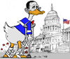 Cartoon: Lame Lame Duck (small) by MarkusSzy tagged usa,midterm,elections,congress,democrates,republicans,obama,lame,duck