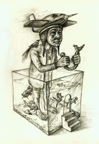 Cartoon: Kalte Füße (medium) by Thomas Bühler tagged aquarium,wasser,fische,fliegen