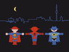 Cartoon: leuchtende Superhelden (small) by Thomas Bühler tagged ampelmanns,ampelmännchen,helden,superhelden,batman,spiderman,superman