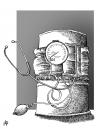 Cartoon: Oil Prices (small) by Nizar tagged blood,pressure,oil,barrel,price,dollar,50,crude,low,energy,gas,stock