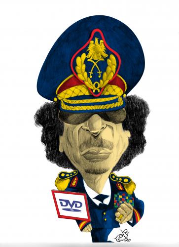 Cartoon: Muammar al-Gaddafi (medium) by tamer_youssef tagged qaddafi,muammar,al,gaddafi,abu,minyar,libya,catoon,caricature,portrait,pencil,art,sketch,illustration,by,tamer,youssef,egypt,usa