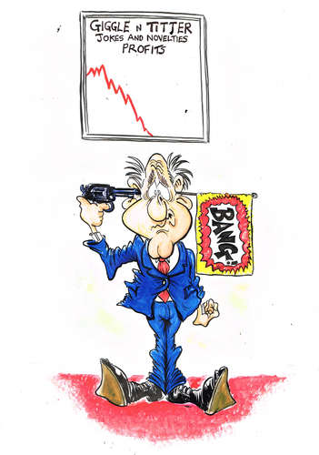 Cartoon: ATTEMTED SUICIDE (medium) by Tim Leatherbarrow tagged suicide,jokes,practicaljokes,businessprofits,timleatherbarrow