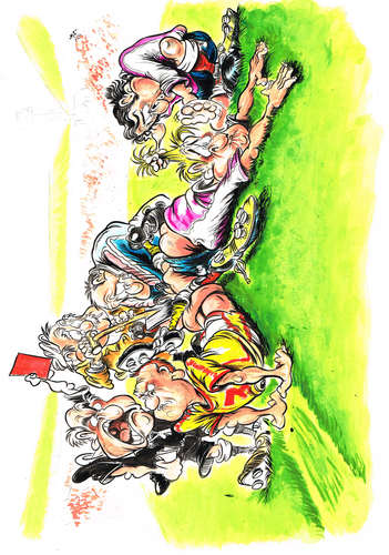Cartoon: THE SLIDE TACKLE (medium) by Tim Leatherbarrow tagged football,soccor,slidetackle,treatment,leverage,timleatherbarrow