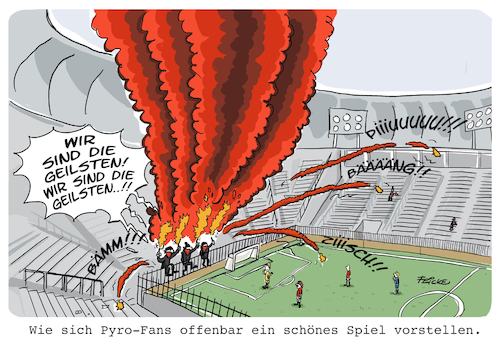 Cartoon: Pyro Fans (medium) by FEICKE tagged fussball,fußball,fan,ultra,hooligan,pyro,fussball,fußball,fan,ultra,hooligan,pyro