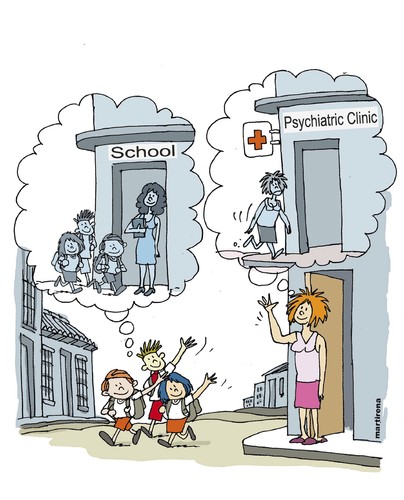 Cartoon: Home school. (medium) by martirena tagged school,children,parents,psychiatrist