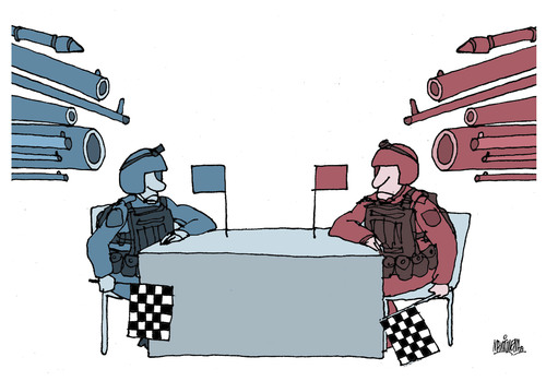Cartoon: Peace talks. (medium) by martirena tagged peace,war,conflicts,talks