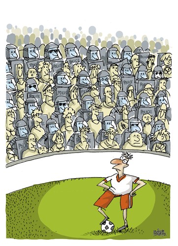 Cartoon: Unrest in football (medium) by martirena tagged unrest,futbol,police,disturb