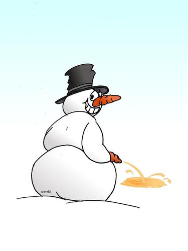 Cartoon: Schneemann (medium) by wista tagged möhre,pinkeln,loch,schnee,schneemann,weiss,winter
