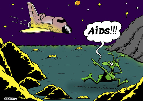 Cartoon: Aids in space (medium) by Dubovsky Alexander tagged aids,space,shutle,iti