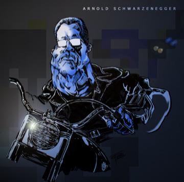 arnold schwarzenegger terminator. Cartoon: Arnold Schwarzenegger