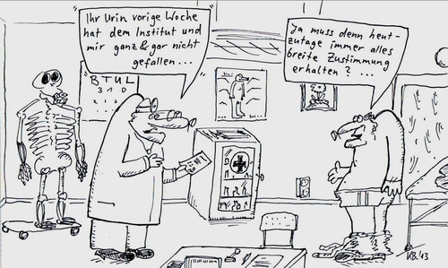 Cartoon: Beim Dok (medium) by Leichnam tagged doktor,urin,zustimmung,patient