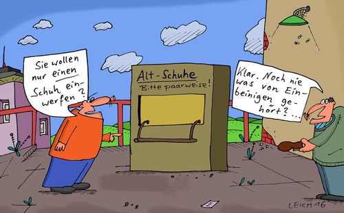 Cartoon: Container (medium) by Leichnam tagged container,recycling,altschuhe,bitte,paarweise,einwurf,einbeinig