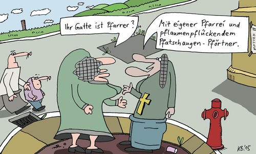 Cartoon: Gatte (medium) by Leichnam tagged gatte,pfarrer,pfarrei,pflaumen,pflücken,pfatschauge